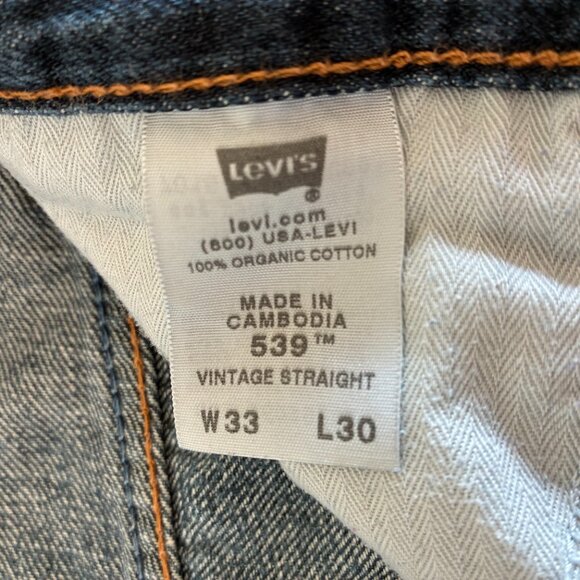 Levi's Vintage Straight 539 | Levi's Eco W33 L30 | 100% Organic Cotton - Picture 6 of 11